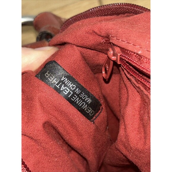 Fossil Canvas Earthtone Reddish Used Leather Handbag Purse! Real - Picture 5 of 9